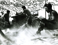 Members of the 100th Battalion use mortars to break through the Gothic Line [U.S. Army Signal Corps]