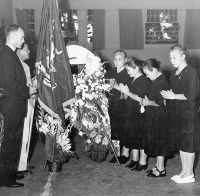 Israel Yost attends a memorial service in Hawaii [Israel Yost Papers, University of Hawaii at Manoa Library]