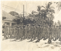 Soldiers of the Hawaiian Provisional Battalion march in Honolulu, 1942 [Courtesy of 100th Clubhouse]