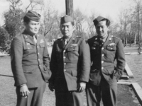 Robert Takashige, Roy Tomihama, and James Kamisato in uniform. [Courtesy of Bernard Akamine]