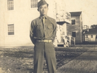 Charles Okimoto at Camp McCoy, Wisconsin, 1942 [Courtesy of Dean Okimoto]