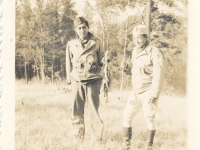 Ernest Enomoto with friend at Camp McCoy, Wisconsin [Courtesy of Misao Enomoto]1