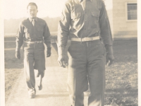 Ernest Enomoto and friend head to supper at Camp McCoy, Wisconsin [Courtesy of Misao Enomoto]