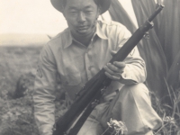Ernest Enomoto in uniform, March 5, 1942 [Courtesy of Misao Enomoto]