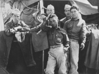 Pvt. M. Hiraki killed in action 11/4/43 - upper right, back. [Courtesy of Bert Hamakado]