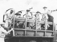 Soldiers arrive to Maui after an induction reception, July 1940. [Courtesy of Mary Hamasaki]