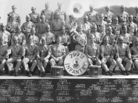 299th Infantry Band Schofield Barracks March 1941  Bottom row, left to right: Joseph Kwon, John Kauanoe, George Kaokua, Jitsuei Yoshida, Edward Kualaau (Maui), John Spencer (Hilo), Sonny Kauinana, Capt. Fred L. Hartman (Hilo), W.O. Richard J. Macedo, Dick “Sonny” Saunders, Solomon Kalima, Anthony Labrador (Hilo), Richard Leandro, William Kuhaiki, George Kane  Second row, left to right: Raphael Garcia (Co. G. Hilo), Manuel Joseph (H.Q. Co. Hon), Alfred De Coito (Hilo), Harry Pokini (Co. K. Molokai), Joseph Kaina, Komao Harada, Albert Puu (Maui), Ichiji Kuroda, Edward Holstein (Molokai), Herbert Loo, David Beckley, William Werner, Edgar Waiau (Co. M. Kauai), Henry Ferreira (Kauai)  Third row, left to right: Wilson Lee, Sam Maio (Co. D. Maui), James Kitashima (Co. C. Maui), Abel Correa (Co. A. Maui), Oseas Boloyot (Co. J. Kauai), Anderson Camara, Domingo Alborao (Co. D. Maui), Joseph Paahao, Sam Kamakea (Co. F. Hilo), “Big inner” ? (H.Q. Co. Hon), Joseph Pico (Co. B. Maui), Leslie Hanamaikai (Co. C. Maui), David Kama (Co. F. Hilo), August Rawlins (Co. K. Molokai), Moses Palama  Top row, left to right: Elias Medina (Co. M.Kauai), Manuel Lerma (Co. H. Hilo), Joseph Tolentino (Co. A. Maui), Frank Noeva (Co. B. Hilo), Henry Koani (Co. I. Kauai), Miguel Maldonaldo (Co. H. Hilo), James Kahooilihala (Co. E.  Hilo), J. Nahooikaika (Co. F. Hilo) [Courtesy of Mike Harada]