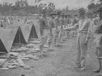Brig. Gen D.S. Wilson of 21st Infantry Col. Gordon C.  Ross of 299th Infantry Inspecting H.Q. Co. at Annual Inspection.   [Courtesy of Mike Harada]