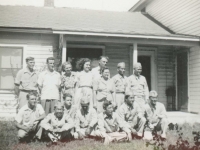 Ralph Hendersin Sr family with Hawaiian soldier friends from the 100th Division stationed at Camp McCoy. [Courtesy of Monroe County Local History Museum, Sparta, Wisconsin. Jarrod Roll, Director. Jan 8, 2019]