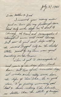 July 27, 1943 Letter Page 1