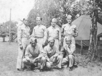 Standing: L to R: Tarush Yamamoto, George T. Inouye, ?, ?. Bottom:L to R: Etsuo (Ettchan) Kohashi, ?, ?[Courtesy of Colleen Iwata]