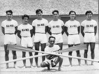 Shigeru and Walter Inouye, part of a Japanese rowing club in 1939. [Courtesy of Clinton K. Inouye]