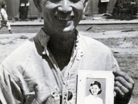 (August 04, 1944) Eugene Kawakami in the 17th General Hospital in Italy, holding a picture of his wife, Gladys.  [Courtesy of Joanne Kai]