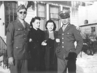 Kenneth Muroshige, Evelyn Falke, Violet Goldbeck, and Richard Hamada in LaCrosse, Wisconsin, winter 1942. [Courtesy of Mieko Muroshige]