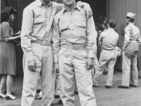 Gold Brick Kimura & Asuka - Camp Shelby - Company party, 1943. [Courtesy of Elaine Kishinami Tadaki]