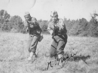 Pfc. Nobuo Nihei & S.Kunishige 10-13-42 Camp McCoy Wis.  [Courtesy of Ruth Kunishige]