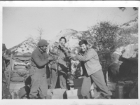 Aoki and “Fat” Sagamoto partake in Thanksgiving on the mountain border between Menton, France and Italy, 1944. [Courtesy of Don Matsuda]