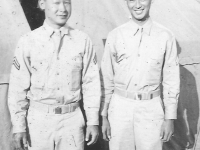 Taken in Camp McCoy July, 1943. Taken July 6, 1942. Sam Tomai and Masayoshi Miyagi. [Courtesy of Leslie Taniyama]