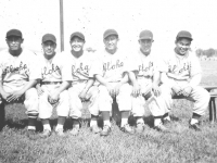 The Country all stars - L to R John Yamada - Ewa, Lefty Mizasawa- Wailua, Ra(?) Miyagi - Aiea, Ko Fukuda - Waialua,Fred Wada- Wahiawa, Al Nozaki - Waialua. [Courtesy of Leslie Taniyama]