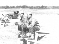 Taken while watching the firing. Sgt. Yamamoto & Masayoshi Miyagi. [Courtesy of Leslie Taniyama]