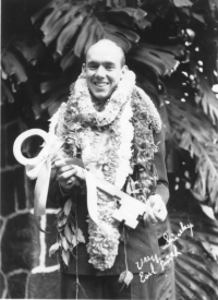 Earl Finch with a key to the city of Honolulu 442nd Regimental Combat Team Archives