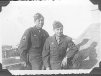 Moriso Teraoka and Don Akutagawa while on leave from Livorno, Italy, 1945 (Courtesy of Moriso Teraoka)