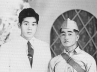 Isao Nadamoto (right) with a friend. [Courtesy of Jan Nadamoto]