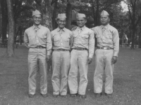 Taken July 5, 1942 at Tomah, Wisconsin.  Left to right- Fred Kanemura, myself, James Komatsu and Richard Oguro.  [Courtesy of Jan Nadamoto]