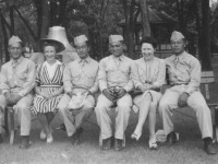 Taken at Tomah July 5, 1942.  Fred, Mrs. Gantanbien, myself, Jimmy, Mrs. Maxwell & Richard.  [Courtesy of Jan Nadamoto]