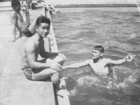 Relax!  Taken at LaCrosse Municipal Pool on July 19, 1942.  [Courtesy of Jan Nadamoto]