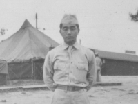 Taken Sept. 1942 (early part of Sept.) at Old Camp McCoy in C.K.C. uniform which we didn't wear any more.  [Courtesy of Jan Nadamoto]