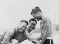 Taken in LaCrosse Public Bathing on the Mississippi River sometime in Sept. 1942.  [Courtesy of Jan Nadamoto]