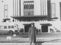 November 22, 1942 at New York Municipal Airport (La Guardia Airport) when we stopped for a few moments on our motor bust tour of New York City.  The only personal  picture we took there.  [Courtesy of Jan Nadamoto]