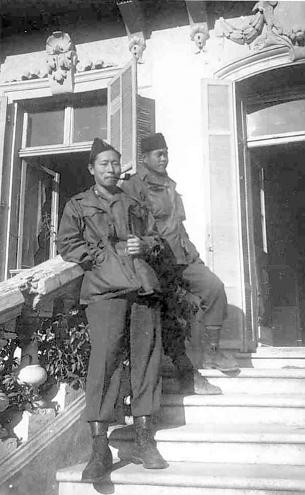 <em>Kim (left) as a junior officer in Italy (U.S. Army)</em>