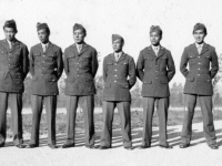 Headerquarters Co. Anti-Tank Platoon Oct 10, 1942. S/Sgt. Hirano - Palama  Honolulu, Pua Lane; Sgt. Kiyabu - Waipahu,Oahu; Cpt. Shimizu - Kilauea, Kauai; Pvt. Aoki - 2414 Pauoa Rd.; Pvt. Aimoto - 3118 Monsarrat; Pvt. Fukuji - 1335 Moi St.; P.F.C. Nakamura - Kealia, Kauai. [Courtesy of Wallace Onuma]