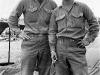 Tombo and Tamura in front of their tent in Italy [Courtesy of Robert Arakaki]