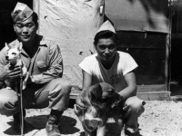 Akira Hata and Jack Morita hang out with Company B's pets while in Italy [Courtesy of Robert Arakaki]
