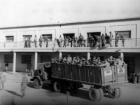 Soldiers get transported through an Italian town [Courtesy of Robert Arakaki]