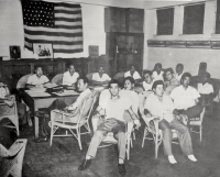 Club 100 Board of Directors meeting (1947) [Courtesy of Club 100 Puka Puka Parade; Photo by Tom Fujise (Co. A)]