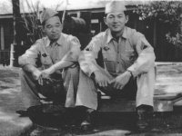 Stanley Hamamura With Ralph Fukunaga 13th Replacement Depot - Schofield - November 1945 [Courtesy of Fumie Hamamura]