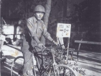 Borrowed Bicycle for couple C rations - Leghorn, Italy 1944. [Courtesy of Fumie Hamamura]