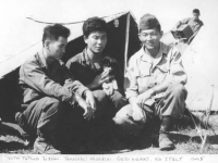 Stanley Hamamura With Tatsuo Suzuki - Tamotsu Higuchi - Gedi Airport. No. Italy 1945 [Courtesy of Fumie Hamamura]