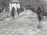 Soldiers Marching Down Italian Road. [Courtesy of Fumie Hamamura]