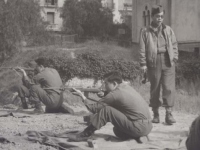 Soldiers at target practice in Pisa, Italy. [Courtesy of Fumie Hamamura]