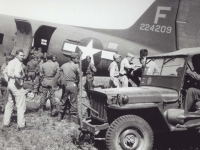 Soldiers get ready to board C-47 plane in Puerto Rico. [Courtesy of Fumie Hamamura]