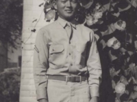 Stanley Hamamura in front of the “Morning Glory” in Tomah, Wisconsin, August 30, 1942. [Courtesy of Fumie Hamamura]