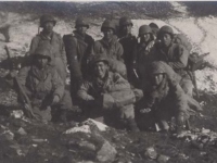 Soldiers of the Communications Group in the mountains near Cassino, Italy. [Courtesy of Fumie Hamamura]