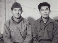 Stanley Hamamura and Tamotsu Higuchi in Menton, France, December 1944. [Courtesy of Fumie Hamamura]