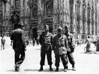 Jimmy Inafuku and friends in front of the Piazza del Duomo in Milan, Italy [Courtesy of Carol Inafuku]