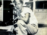 Kaoru “Jacko” Miyamoto at Camp Shelby. [Photo courtesy of Stanford Miyamoto]